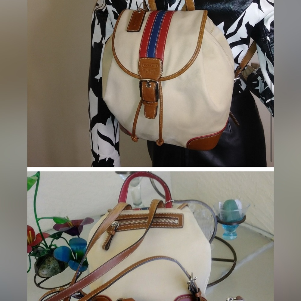 EUC NEAR VTG COACH STRIPE WRISTLET & BACKPACK '04 - Picture 3 of 6